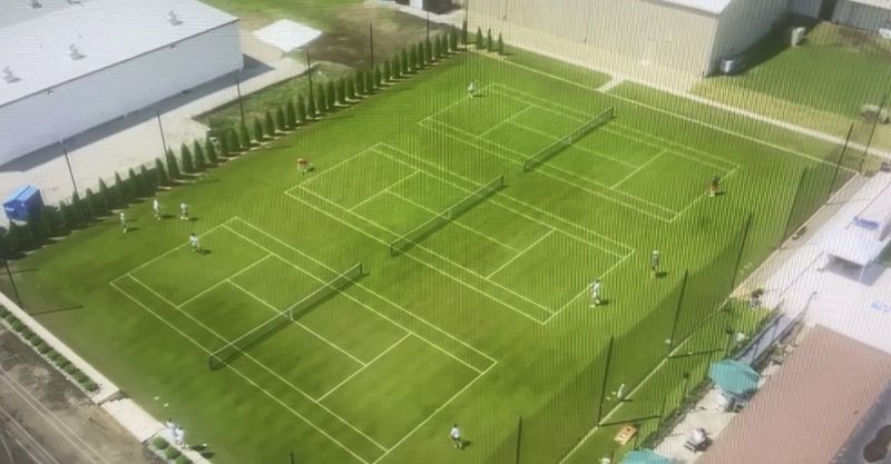 Aerial view of players on the courts at Quad City Tennis Club in Moline